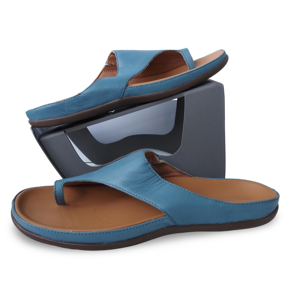Strive Capri Supportive Slide Sandals Blue Leather Womens 9.5-10 Orthotic Shoes
